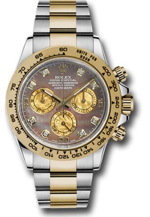 Replica Rolex Yellow Rolesor Cosmograph Daytona 40 Watch 116503 Dark Mother-Of-Pearl Gold Crystal Subdials Dial - Click Image to Close